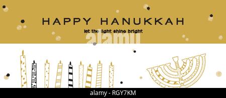 Bannière de bienvenue Hanoukka , juive de symboles. golden hanukkah menora et bougies. vector illustrtion Illustration de Vecteur