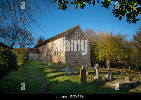 Église de Coombes origine saxonne avec des fresques médiévales dans l'Adur Valley, West Sussex, UK Banque D'Images