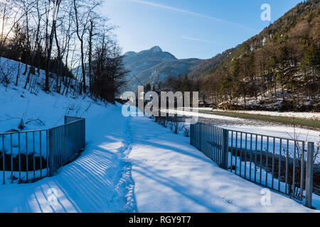 En hiver il Salzach, Bad Reichenhall, Allemagne Bavière Banque D'Images