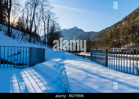 En hiver il Salzach, Bad Reichenhall, Allemagne Bavière Banque D'Images