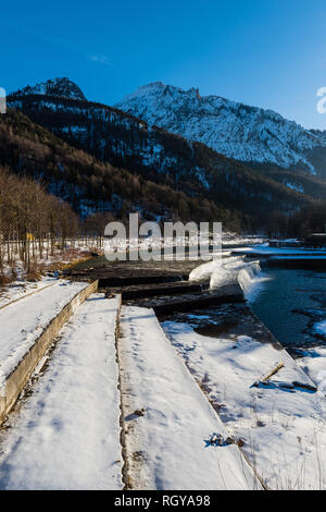 En hiver il Salzach, Bad Reichenhall, Allemagne Bavière Banque D'Images