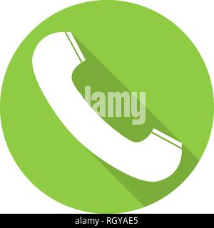 Receiver dans téléphone télévision télévision mode style, ombre, isolée sur un fond vert rond. Symbole téléphone pour votre conception de logo, l'interface utilisateur. Il vecteur Illustration de Vecteur