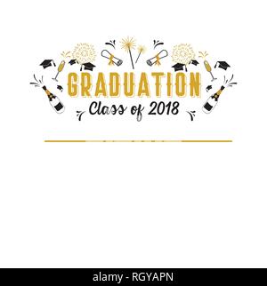 L'obtention du diplôme de classe 2018 carte de vœux et modèle d'invitation. Invitation à une fête de vecteur. Grad poster. vector illustration Illustration de Vecteur