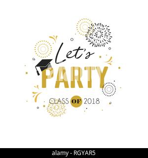 L'obtention du diplôme de classe 2018 carte de vœux et modèle d'invitation. Invitation à une fête de vecteur. Grad poster. vector illustration Illustration de Vecteur