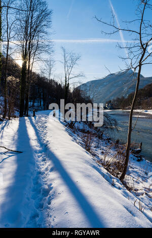En hiver il Salzach, Bad Reichenhall, Allemagne Bavière Banque D'Images