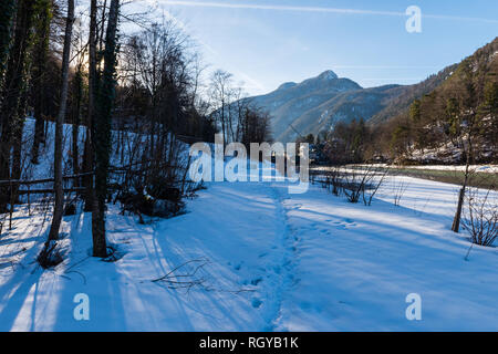 En hiver il Salzach, Bad Reichenhall, Allemagne Bavière Banque D'Images