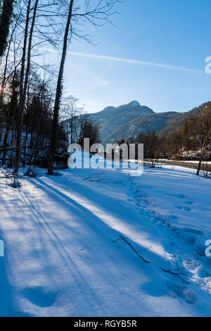 En hiver il Salzach, Bad Reichenhall, Allemagne Bavière Banque D'Images