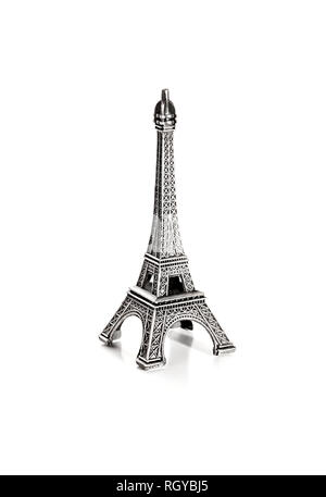 Petite copie de la tour eiffel sur fond blanc Banque D'Images