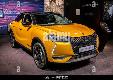 Bruxelles - Jan 18, 2019 : Citroën DS 3 E-Bond croisé arrière voiture tendue en vedette à la 97ème Salon Automobile de Bruxelles 2019 Autosalon. Banque D'Images