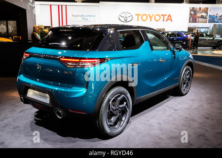 Bruxelles - Jan 18, 2019 : Citroën DS 3 E-Bond croisé arrière voiture tendue en vedette à la 97ème Salon Automobile de Bruxelles 2019 Autosalon. Banque D'Images