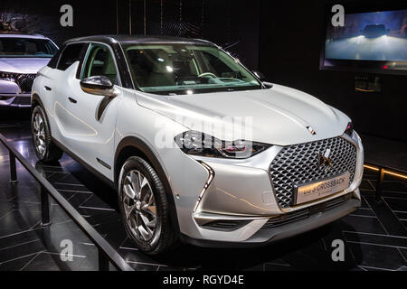 Bruxelles - Jan 18, 2019 : Citroën DS 3 E-Bond croisé arrière voiture tendue en vedette à la 97ème Salon Automobile de Bruxelles 2019 Autosalon. Banque D'Images