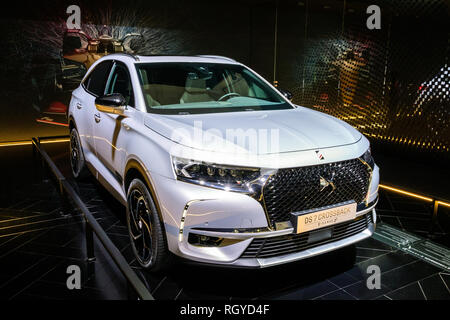 Bruxelles - Jan 18, 2019 : Citroën DS 7 E-Bond croisé arrière tendue 4x4 présenté au 97e Salon Automobile de Bruxelles 2019 Autosalon. Banque D'Images