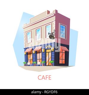 Café cafétéria ou isométrique, bistro building Illustration de Vecteur