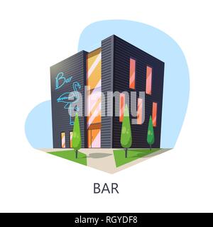 Vue extérieure au bâtiment, construction taproom bar Illustration de Vecteur