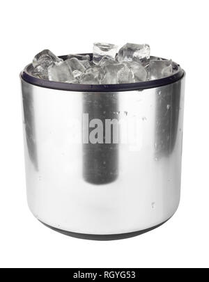 Seau à glaçons isolé sur fond blanc Banque D'Images