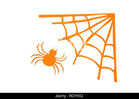 Objet concept Halloween isolé sur blanc , papier découpé Banque D'Images