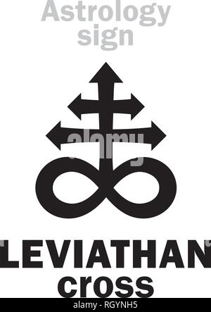 Alphabet d'astrologie : Léviathan (la croix satanique). Les hiéroglyphes chanter (mystic symbole démoniaque kabbalistique). Illustration de Vecteur