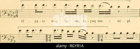 . Bulletin. De l'ethnologie. densmore] MUSIQUE Teton Sioux 289 facilement observée que ces changements n'affectent pas le cadre harmonique des mesures, mais semblait inséré par voie de variété. Une certaine indifférence quant à la forme de fin est illustré par le fait que, dans la première rmidition l'ensemble de la section de la dixième à la quatrième mesure de la fin a été omis, tandis que dans la troisième version des trois dernières mesures n'ont pas chanté. Comme indiqué, la transcription a été à partir de la deuxième version, qui^w est la plus claire dans la forme. L'unité rythmique, qui est intéressant, se produit trois fois. N°.98. "Leur Banque D'Images
