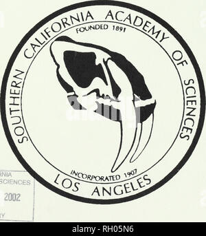 . Bulletin. La science. £ 6MI ,Skfi IDh V.3 ISSN 0038-3872 LE SUD DE L'Académie des Sciences de Californie « BULLETIN » Volume 101 Numéro 3. JADEMY SCIENCES DE CALIFORNIE 11 DÉC 2002 iARV BCAS-A101(3) 103-146 (2002) DÉCEMBRE 2002. Veuillez noter que ces images sont extraites de la page numérisée des images qui peuvent avoir été retouchées numériquement pour plus de lisibilité - coloration et l'aspect de ces illustrations ne peut pas parfaitement ressembler à l'œuvre originale.. Le sud de l'Académie des Sciences de Californie. Los Angeles, Californie : l'Académie Banque D'Images