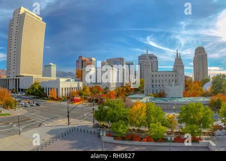L'automne dans le quartier historique de Temple Square Salt Lake City Banque D'Images