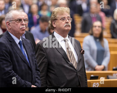 30 janvier 2019, Belgique, Bruxelles : 30.01.2019, Belgique, Bruxelles, membre allemand du Parlement européen, Elmar Brok Peter assiste à une session du Parlement européen sur l'Holocauste Se Souvenir Journée Janvier 30, 2019 à Bruxelles, Belgique. - Pas de service de fil Photo : Thierry Monasse/dpa Banque D'Images