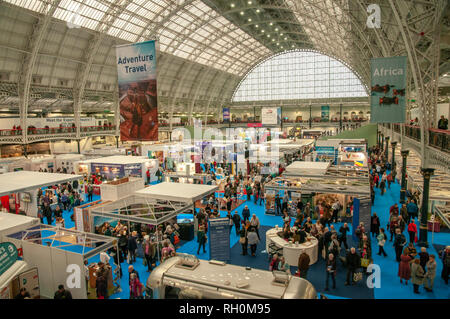 Londres, Angleterre, Royaume-Uni, 31 janvier 2019. Occupé jour d'ouverture de Londres Destinations Vacances & Voyages à Olympie, Kensington. Credit : Johan Siebke/Alamy Live News Banque D'Images