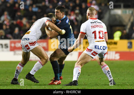 St Helens, Royaume-Uni. 31 janvier 2019 , TOTALEMENT méchants, stade St Helens, Angleterre ; Betfred Super League, ronde 1, St Helens vs Wigan Warriors, Ben Fleur de Wigan Warriors Crédit : News Images /Alamy Live News Banque D'Images