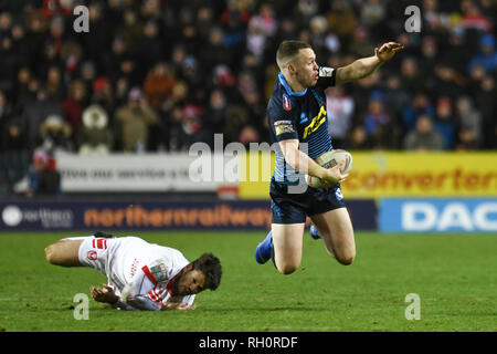 St Helens, Royaume-Uni. 31 janvier 2019 , TOTALEMENT méchants, stade St Helens, Angleterre ; Betfred Super League, ronde 1, St Helens vs Wigan Warriors, Liam Marshall de Wigan Warriors Crédit : News Images /Alamy Live News Banque D'Images