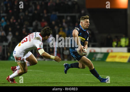 St Helens, Royaume-Uni. 31 janvier 2019 , TOTALEMENT méchants, stade St Helens, Angleterre ; Betfred Super League, ronde 1, St Helens vs Wigan Warriors, George Williams de Wigan Warriors Crédit : News Images /Alamy Live News Banque D'Images