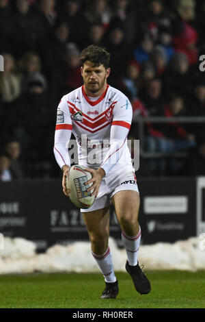 St Helens, Royaume-Uni. 31 janvier 2019 , TOTALEMENT méchants, stade St Helens, Angleterre ; Betfred Super League, ronde 1, St Helens vs Wigan Warriors, John Wilkin de St Helens Crédit : News Images /Alamy Live News Banque D'Images