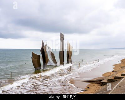 Omaha Beach Memorial, Saint Laurent sur Mer, Calvados, Normandie, Frankce, Europe Banque D'Images