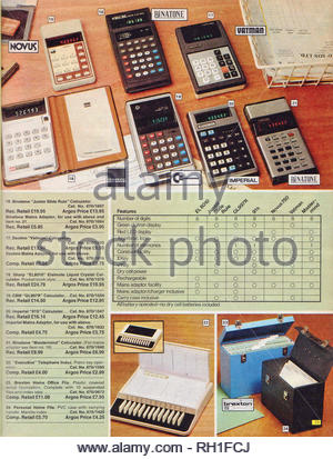 Calculatrice vintage, de 1976 articles Catalogue Argos Banque D'Images