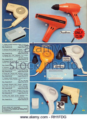 Vintage Sèche-cheveux, articles de 1976 Catalogue Argos Banque D'Images