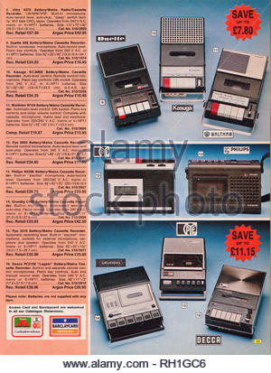 Vintage enregistreurs radiocassette, Catalogue des articles de 1976 Argos Banque D'Images