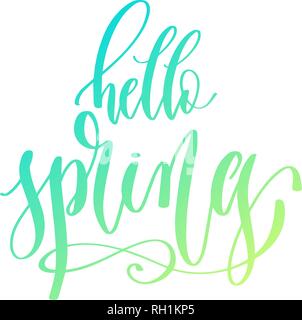 Bonjour printemps - lettrage main texte pour la journée de la femme 8 mars Illustration de Vecteur