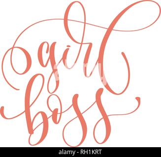 Girl boss - lettrage main texte pour la journée de la femme 8 mars Illustration de Vecteur