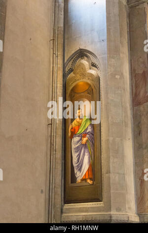 Italie, Florence - 30 Avril 2017 : le point de vue de la saint Barthélemy dans la peinture de l'église Orsanmichele gothique le 30 avril 2017, Toscane, Italie. Banque D'Images