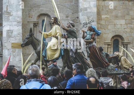 Jésus Christ à cheval sur un âne sur le dimanche des Pâques (semaine). Typiques de Pâques, la Semaine sainte en Espagne. Semaine Sainte en Zamora Banque D'Images