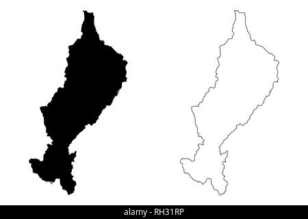 Province de Lampang (Royaume de Thaïlande, Siam, Provinces de la Thaïlande) map vector illustration, scribble sketch carte Lampang Illustration de Vecteur