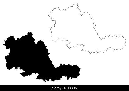 West Midlands (Royaume-Uni, France, Metropolitan county) map vector illustration, croquis gribouillé West Midlands (comté) site Illustration de Vecteur