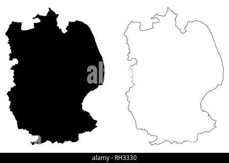 Lincolnshire (Royaume-Uni, Angleterre, non-metropolitan county, shire county) map vector illustration gribouillage, croquis Lincs. site Illustration de Vecteur