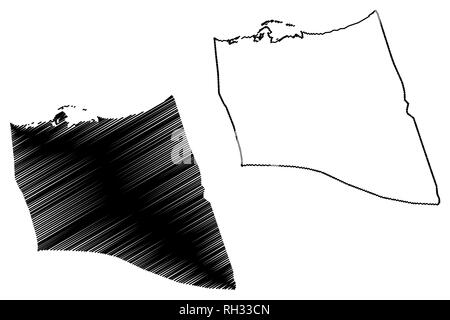 Le Gouvernorat du nord du Sinaï (gouvernorats de l'Égypte, République arabe d'Égypte) map vector illustration gribouillage, croquis Sud Sinaï site Illustration de Vecteur