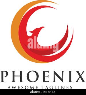 Phoenix logo cercle cercle eagle head Vector, Vector modèle logo icône Illustration de Vecteur