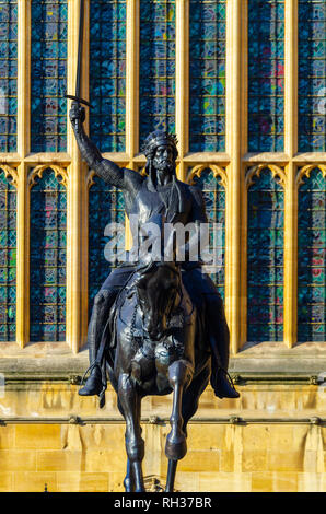 Royaume-uni, Angleterre, Londres, Westminster, les chambres du Parlement, le Palais de Westminster, le Vieux Palais, la Cour statue de Richard I, Richard Coeur de Lion, Richard Co Banque D'Images