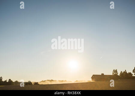 Sur le terrain du tracteur Banque D'Images