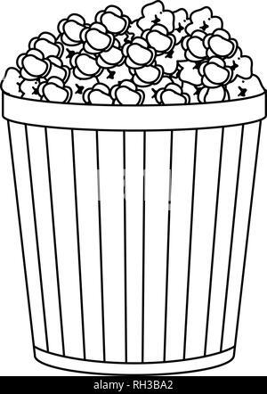 Pop corn snack-godet en noir et blanc Illustration de Vecteur