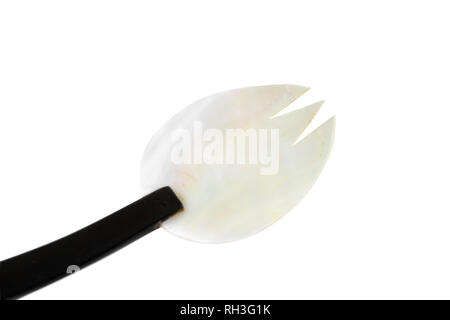 Cuillère en nacre isolé sur fond blanc Banque D'Images