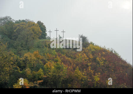 Gora Trzech Krzyzy (Trois Croix Hill) dans le centre historique de Kazimierz Dolny, Pologne. 8 octobre 2008 © Wojciech Strozyk / Alamy Stock Photo Banque D'Images