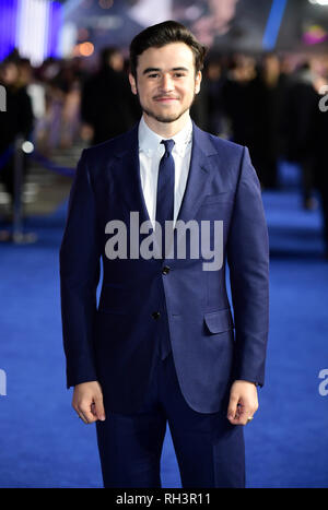 Keean Johnson assister à la première mondiale de Gally : Battle Angel, tenue à l'Odeon Leicester Square à Londres. Banque D'Images