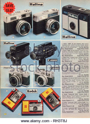 Appareil photo vintage, de 1976 articles Catalogue Argos Banque D'Images